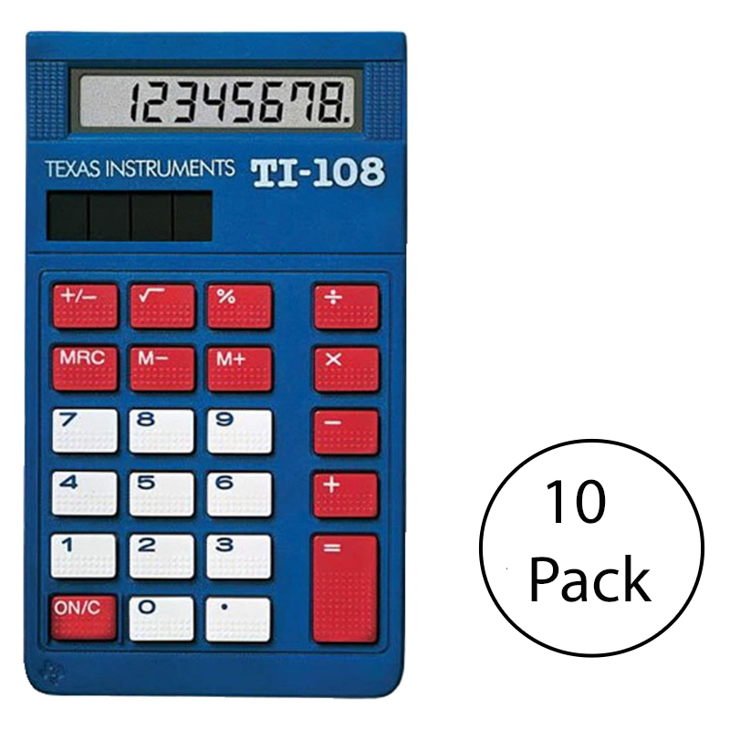 Texas TI-108 Elementary Calculator, 10 Pack