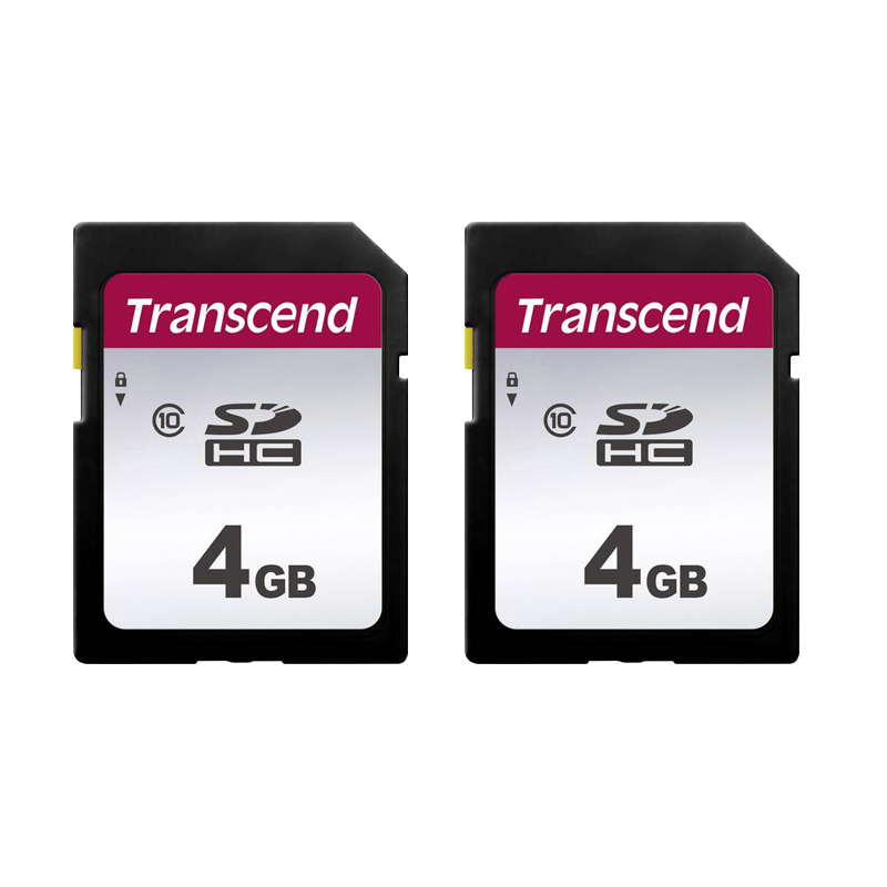 Transcend 4GB 300S 4GB Class 10 SDHC Memory Card, 2 Pack
