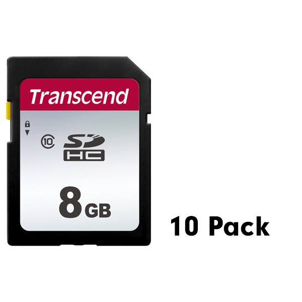 Transcend 8GB 300S Class 10 SDHC Memory Card, 10 Pack