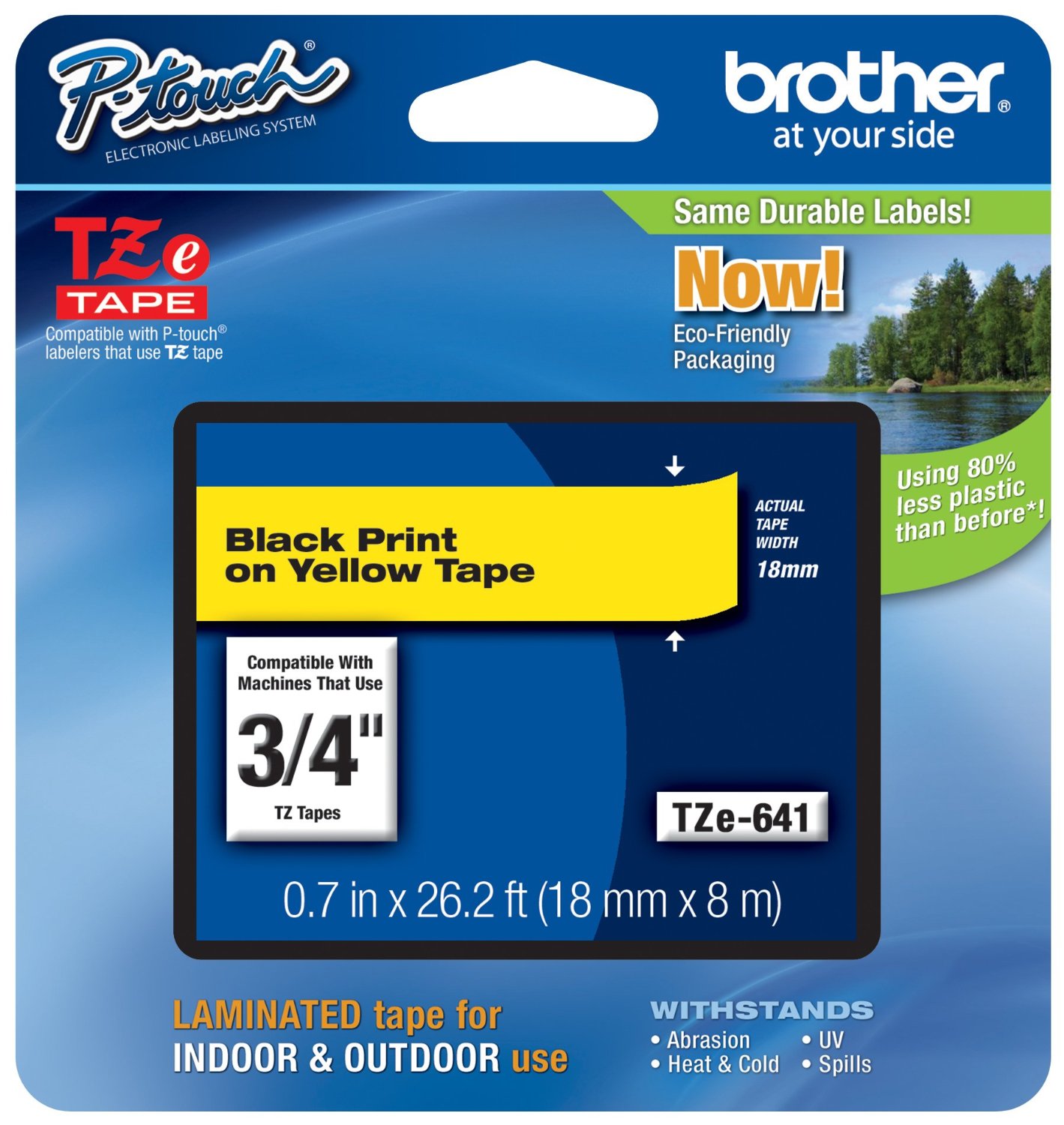 Brother TZE-641 3/4" Black on Yellow Lamination Tape