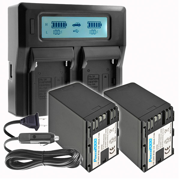 Power2000 2x BP-A60 Batteries plus Dual Bay LCD Charger